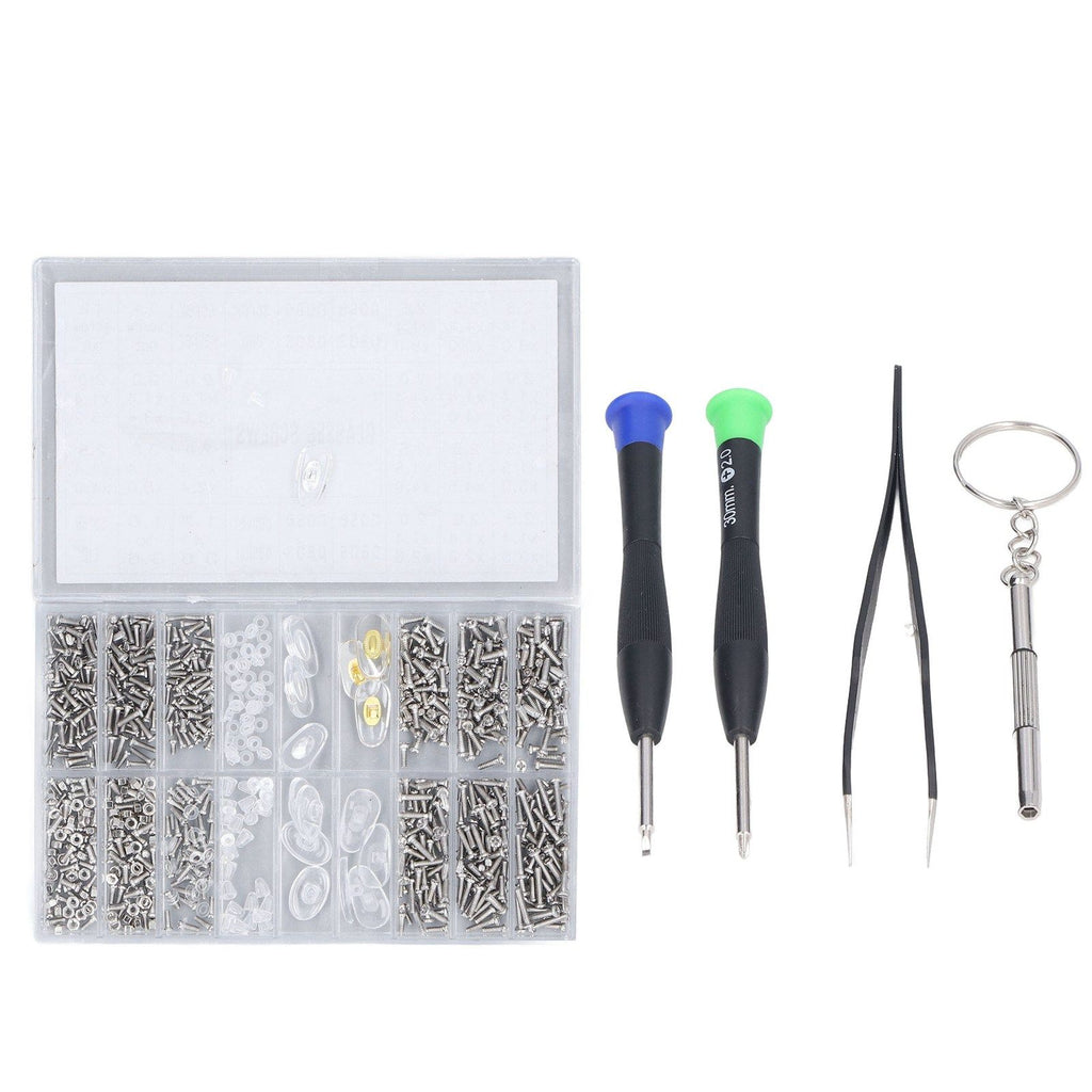 Eyeglass Repair Kit Tiny Stainless Steel Sunglass Screws Repair Kit with Screwdriver Tweezer for Watches Glasses