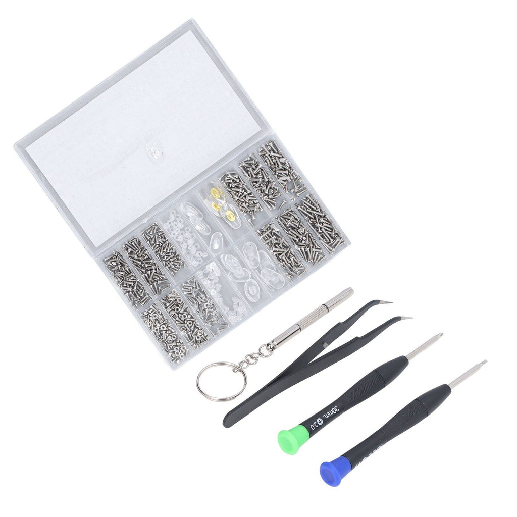 Eyeglass Repair Kit Tiny Stainless Steel Sunglass Screws Repair Kit with Screwdriver Tweezer for Watches Glasses