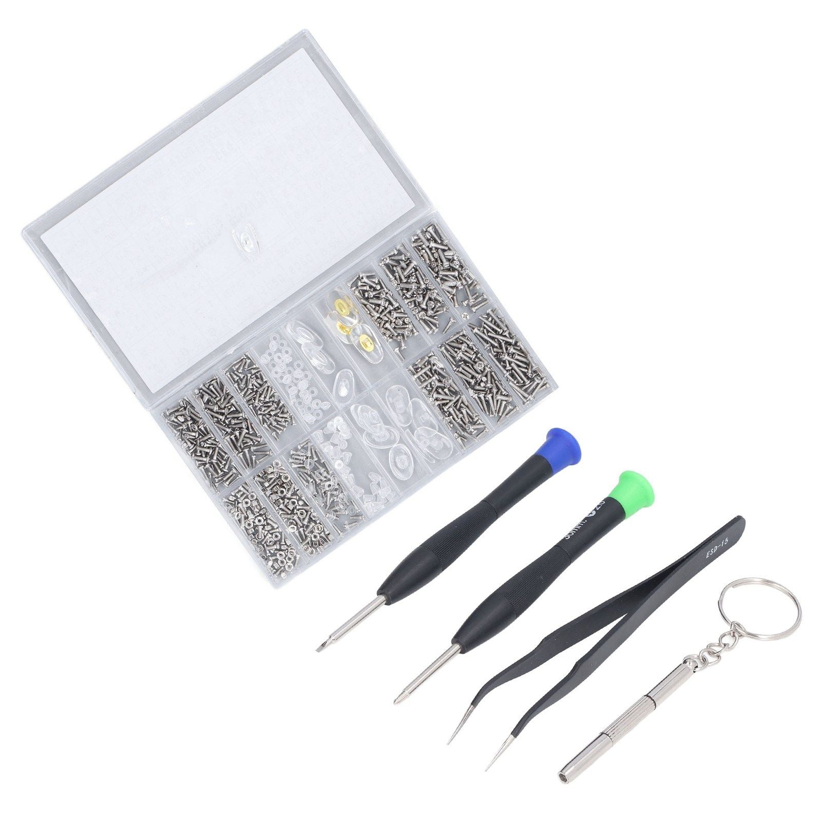 Eyeglass Repair Kit Tiny Stainless Steel Sunglass Screws Repair Kit with Screwdriver Tweezer for Watches Glasses