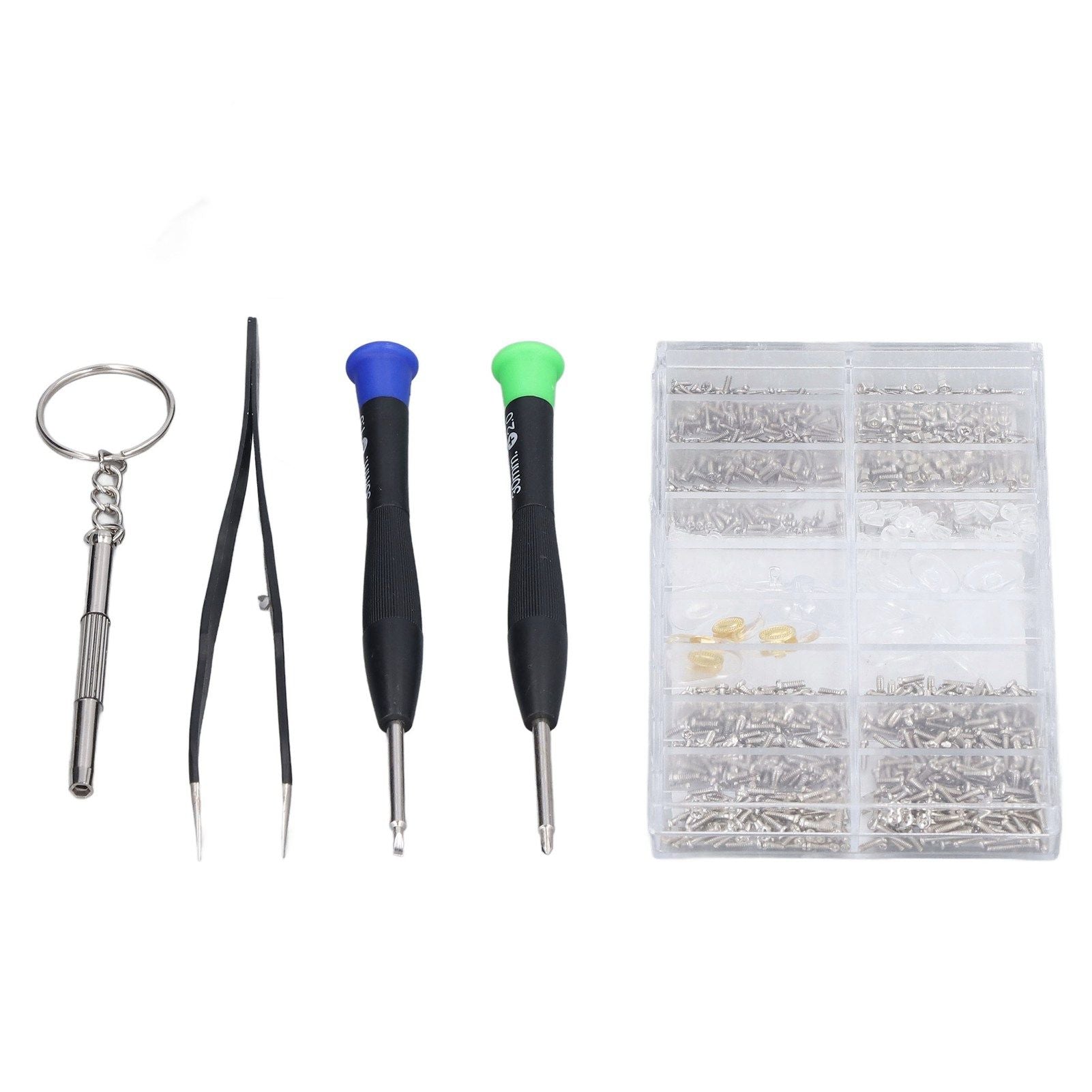 Eyeglass Repair Kit Tiny Stainless Steel Sunglass Screws Repair Kit with Screwdriver Tweezer for Watches Glasses