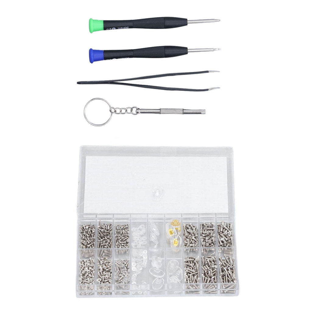 Eyeglass Repair Kit Tiny Stainless Steel Sunglass Screws Repair Kit with Screwdriver Tweezer for Watches Glasses