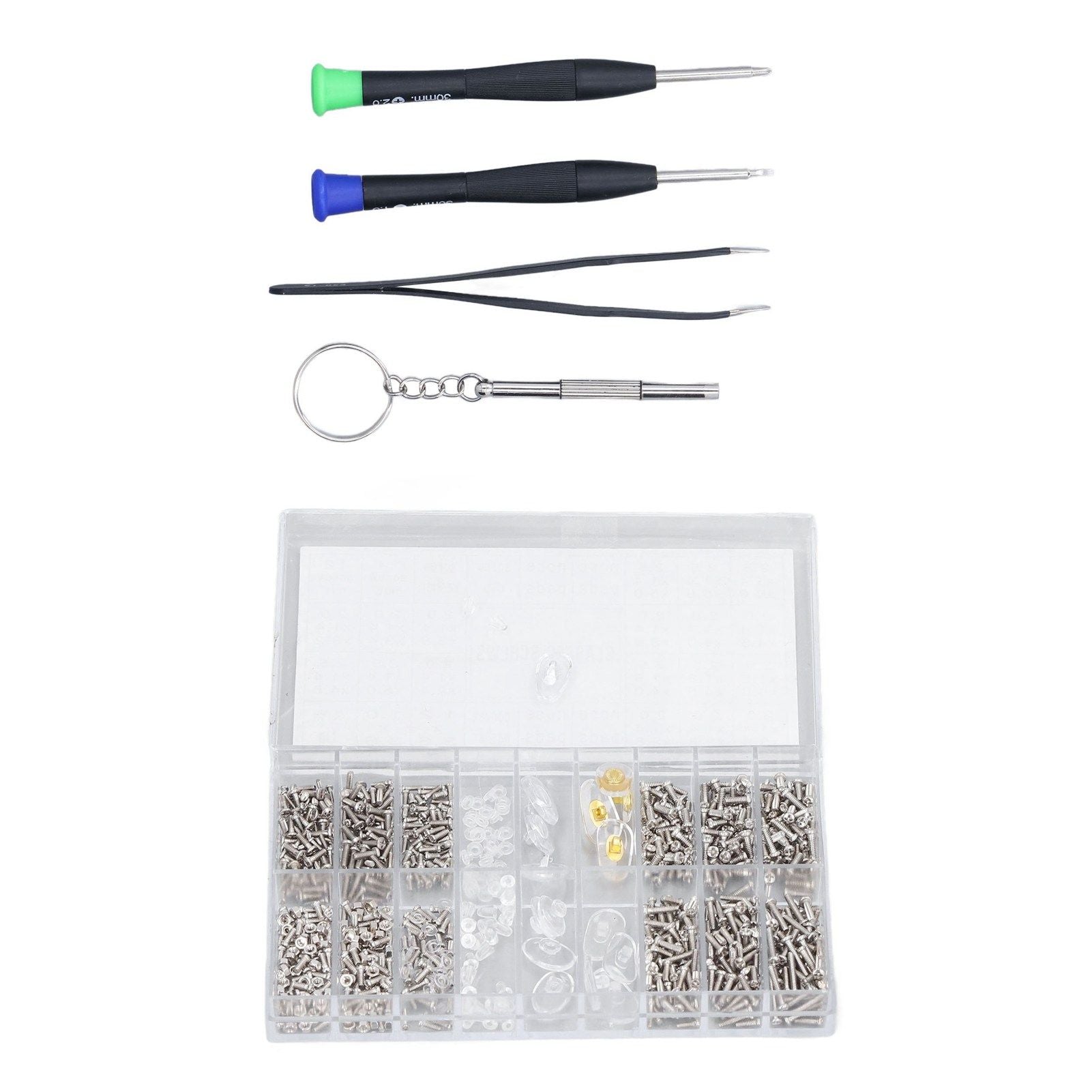 Eyeglass Repair Kit Tiny Stainless Steel Sunglass Screws Repair Kit with Screwdriver Tweezer for Watches Glasses