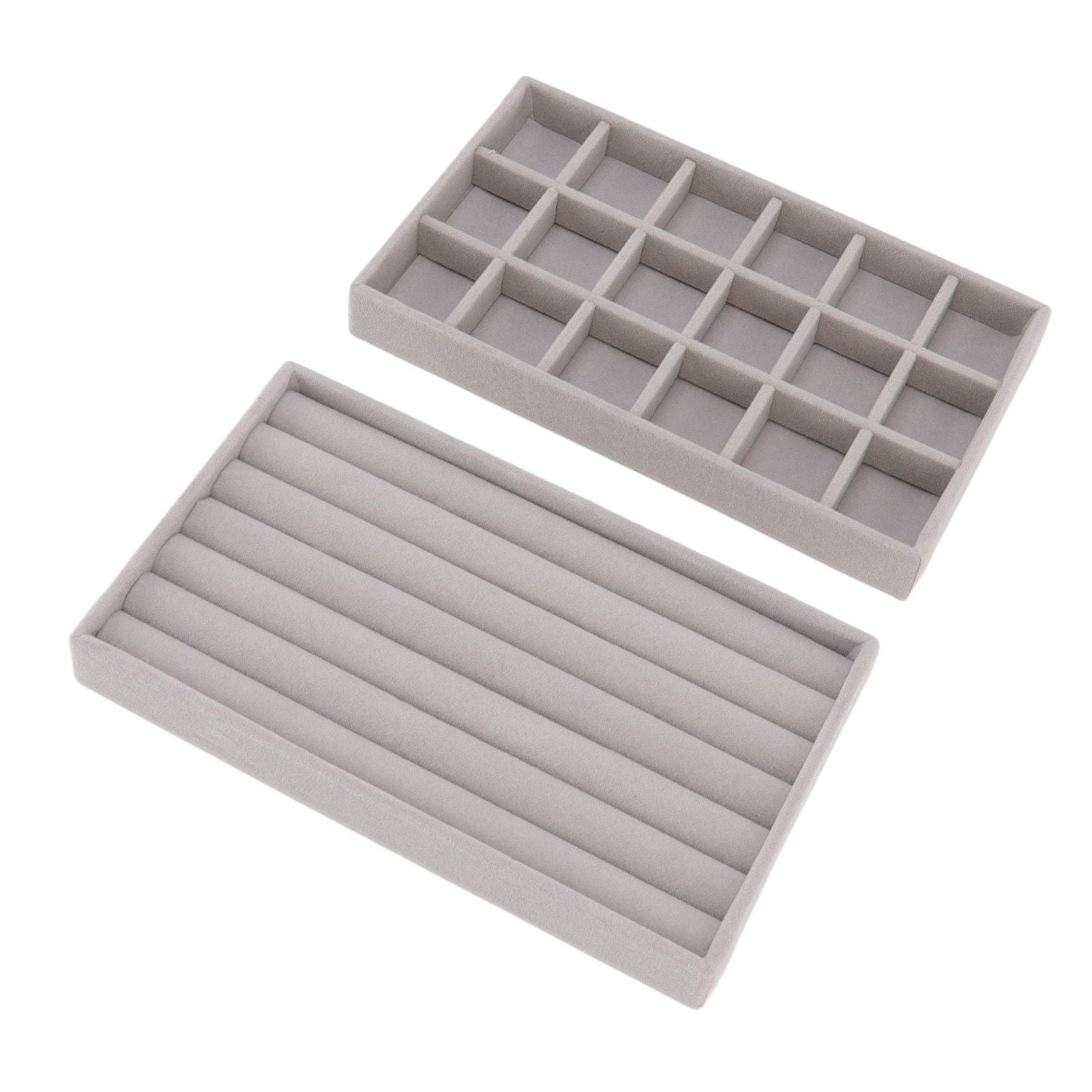 Jewelry Storage Box Various Grid Space Saving Flocked Cloth Jewelry Selection Display Storage Box for Girls