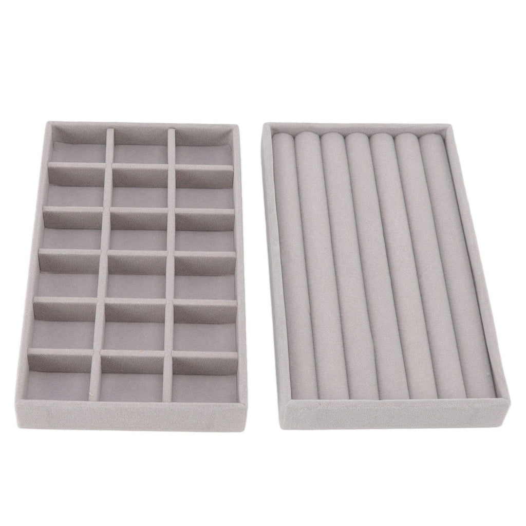Jewelry Storage Box Various Grid Space Saving Flocked Cloth Jewelry Selection Display Storage Box for Girls