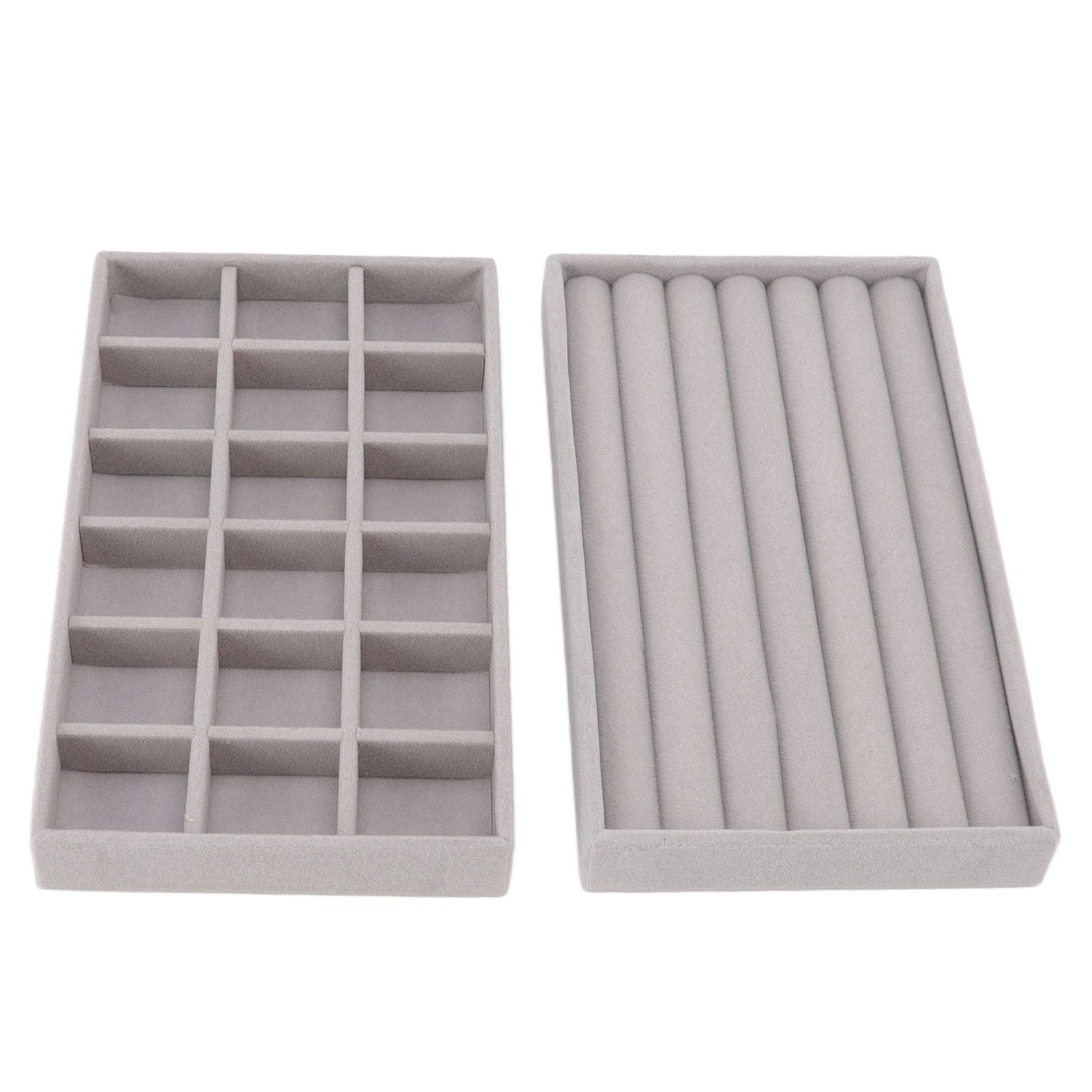 Jewelry Storage Box Various Grid Space Saving Flocked Cloth Jewelry Selection Display Storage Box for Girls