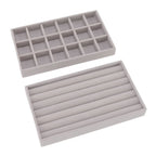 Jewelry Storage Box Various Grid Space Saving Flocked Cloth Jewelry Selection Display Storage Box for Girls