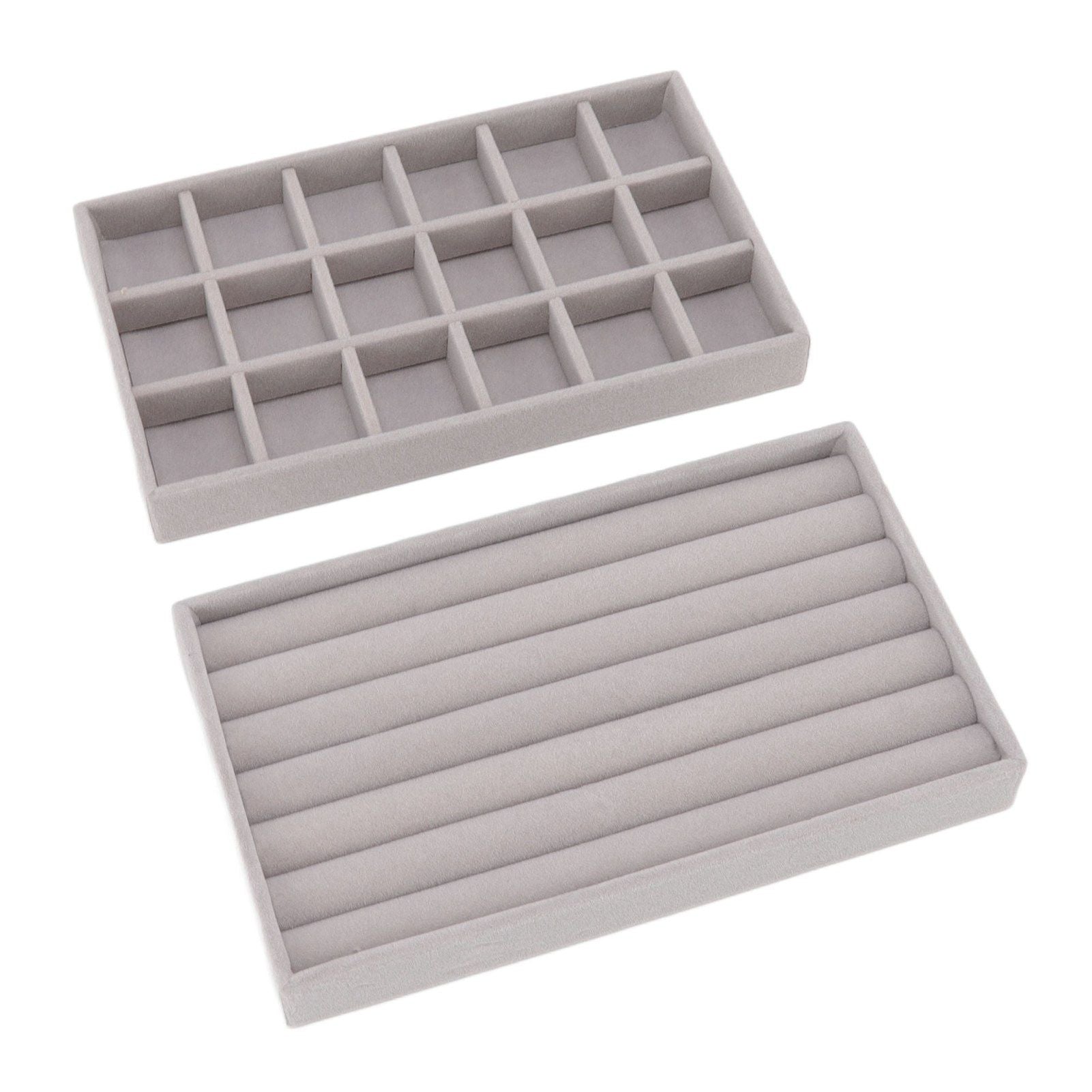 Jewelry Storage Box Various Grid Space Saving Flocked Cloth Jewelry Selection Display Storage Box for Girls