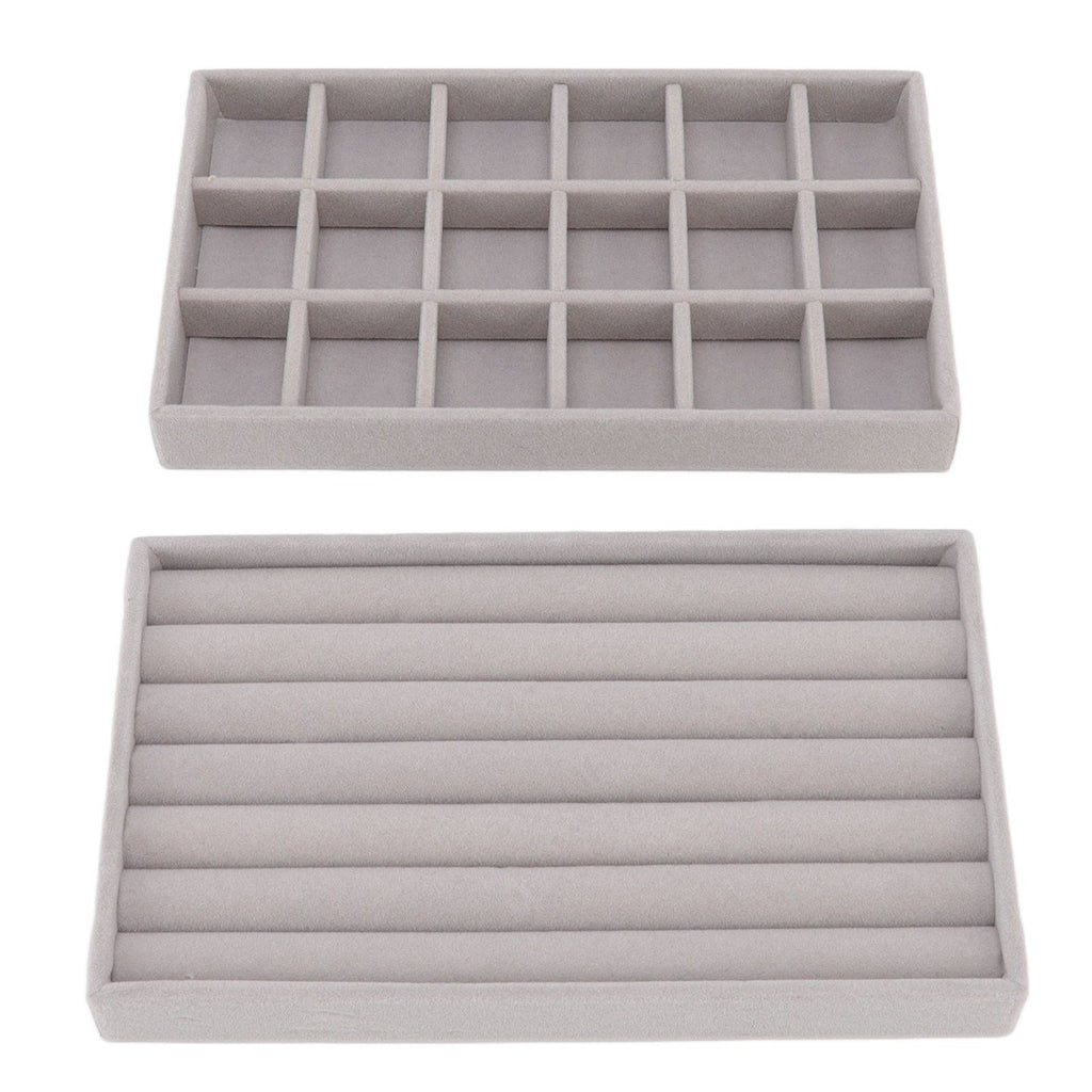 Jewelry Storage Box Various Grid Space Saving Flocked Cloth Jewelry Selection Display Storage Box for Girls