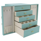Jewelry Storage Box Leather Double Door Green European Style Storage Case for Necklace Earring Watch Bracelet