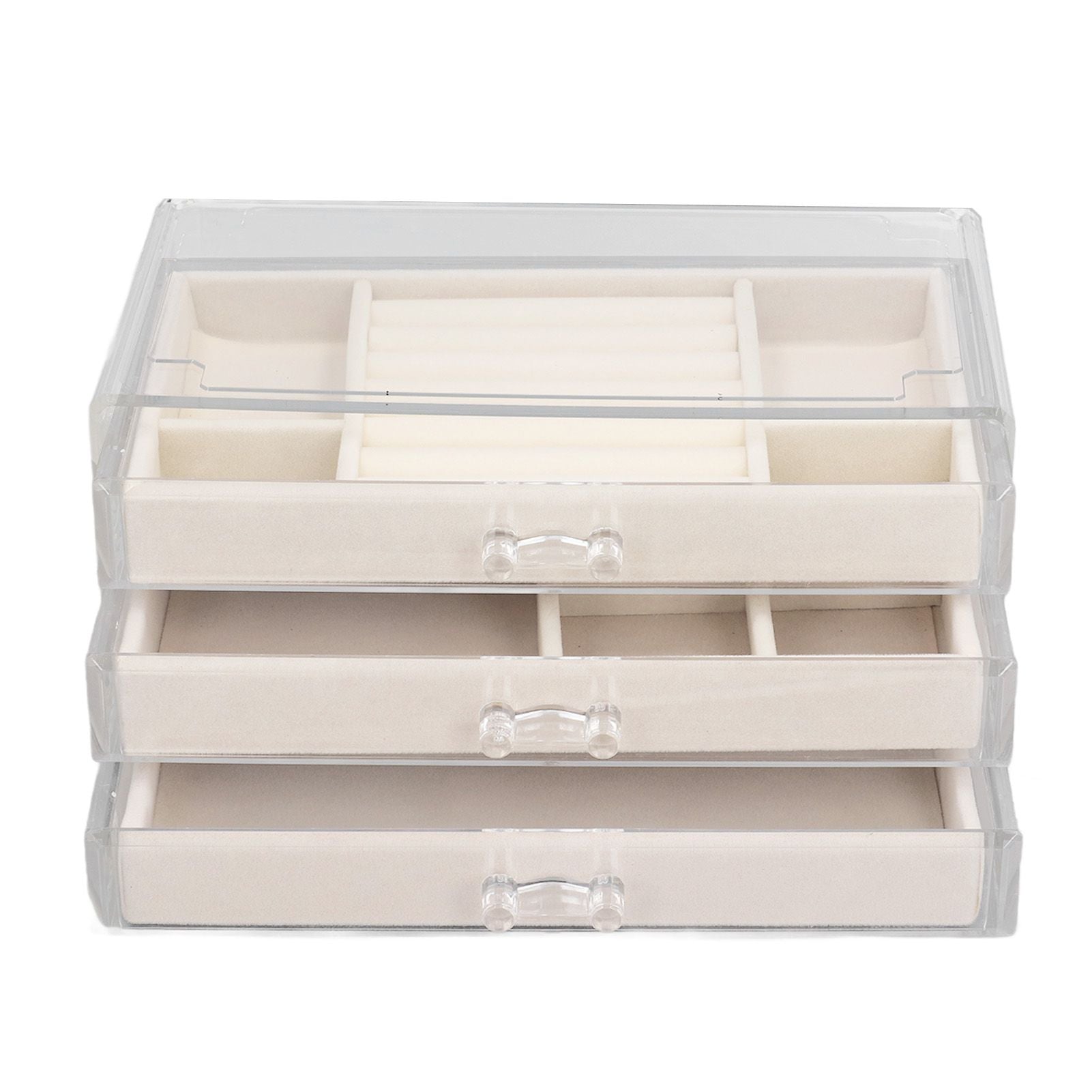 Acrylic Jewelry Organizer Clear Acrylic Beige Drawer Desk Storage Jewelry Box for Stud Earrings Necklace Jewelry