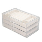 Acrylic Jewelry Organizer Clear Acrylic Beige Drawer Desk Storage Jewelry Box for Stud Earrings Necklace Jewelry