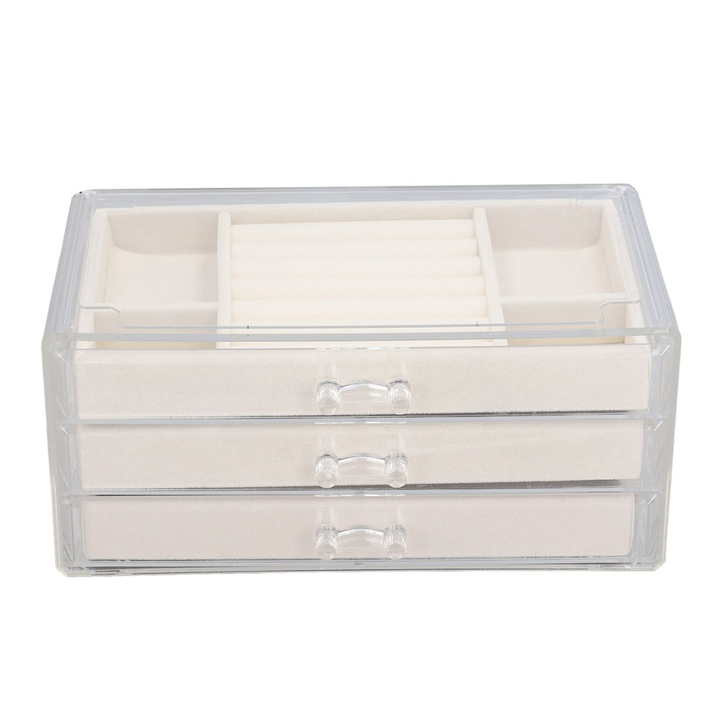 Acrylic Jewelry Organizer Clear Acrylic Beige Drawer Desk Storage Jewelry Box for Stud Earrings Necklace Jewelry