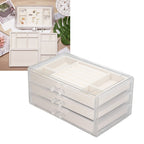 Acrylic Jewelry Organizer Clear Acrylic Beige Drawer Desk Storage Jewelry Box for Stud Earrings Necklace Jewelry