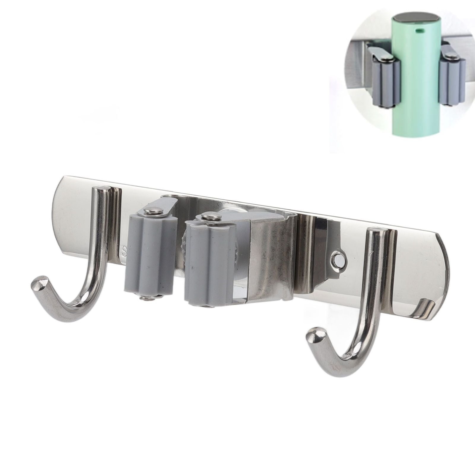 Wall Mounted Mop Organizer Holder Kitchen Bathroom Hardware Hook Pendant Balcony Mop Clip Rag Hook Punch Free Perforations