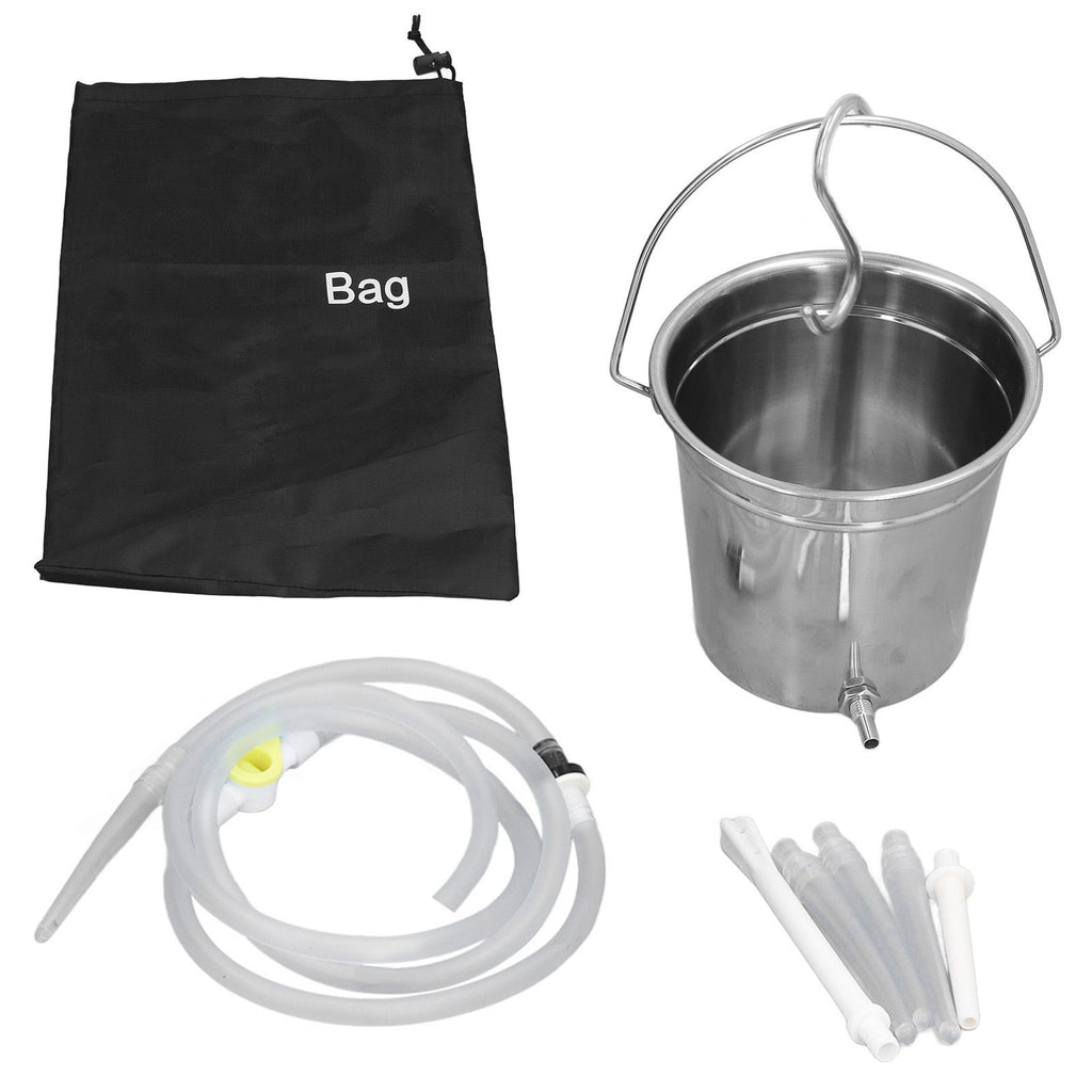 2L Enema Bucket Kit with Silicone Tubing Nozzle Tips Storage Bag Stainless Steel Coffee Milk Barrel