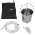 2L Enema Bucket Kit with Silicone Tubing Nozzle Tips Storage Bag Stainless Steel Coffee Milk Barrel
