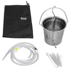 2L Enema Bucket Kit with Silicone Tubing Nozzle Tips Storage Bag Stainless Steel Coffee Milk Barrel