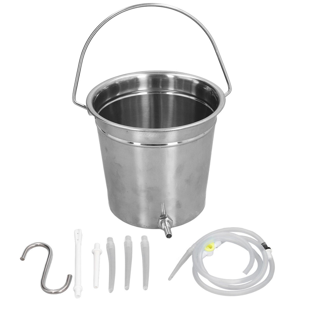 2L Enema Bucket Kit with Silicone Tubing Nozzle Tips Storage Bag Stainless Steel Coffee Milk Barrel