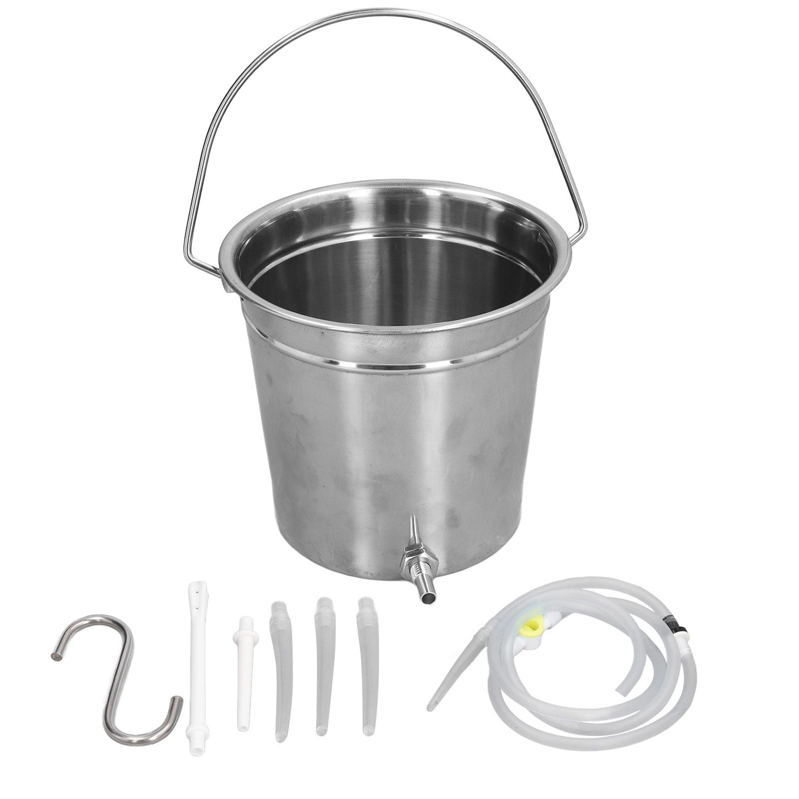 2L Enema Bucket Kit with Silicone Tubing Nozzle Tips Storage Bag Stainless Steel Coffee Milk Barrel