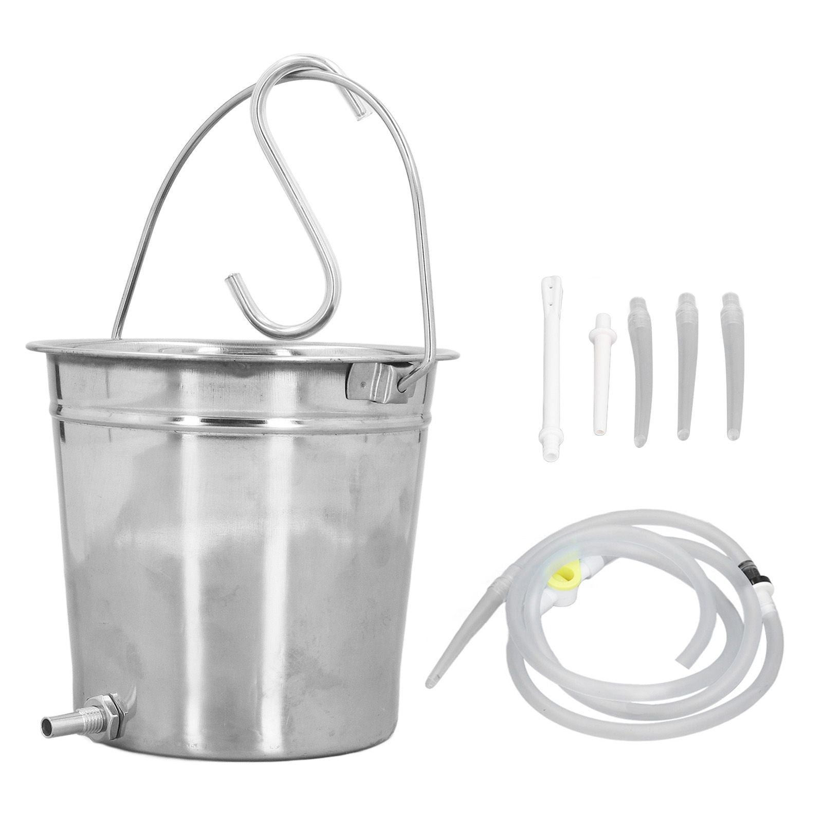 2L Enema Bucket Kit with Silicone Tubing Nozzle Tips Storage Bag Stainless Steel Coffee Milk Barrel