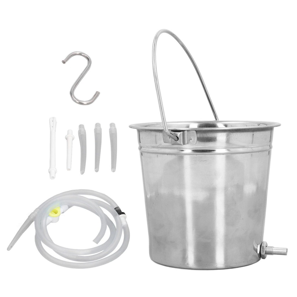 2L Enema Bucket Kit with Silicone Tubing Nozzle Tips Storage Bag Stainless Steel Coffee Milk Barrel