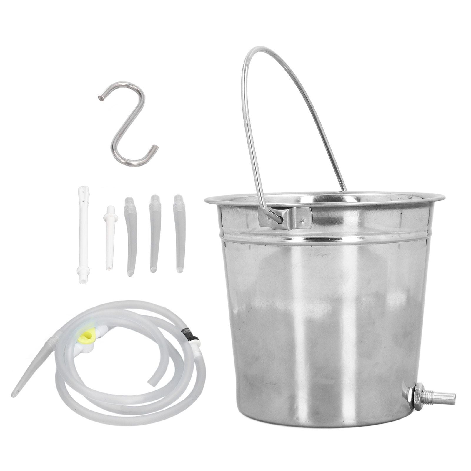 2L Enema Bucket Kit with Silicone Tubing Nozzle Tips Storage Bag Stainless Steel Coffee Milk Barrel