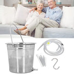 2L Enema Bucket Kit with Silicone Tubing Nozzle Tips Storage Bag Stainless Steel Coffee Milk Barrel