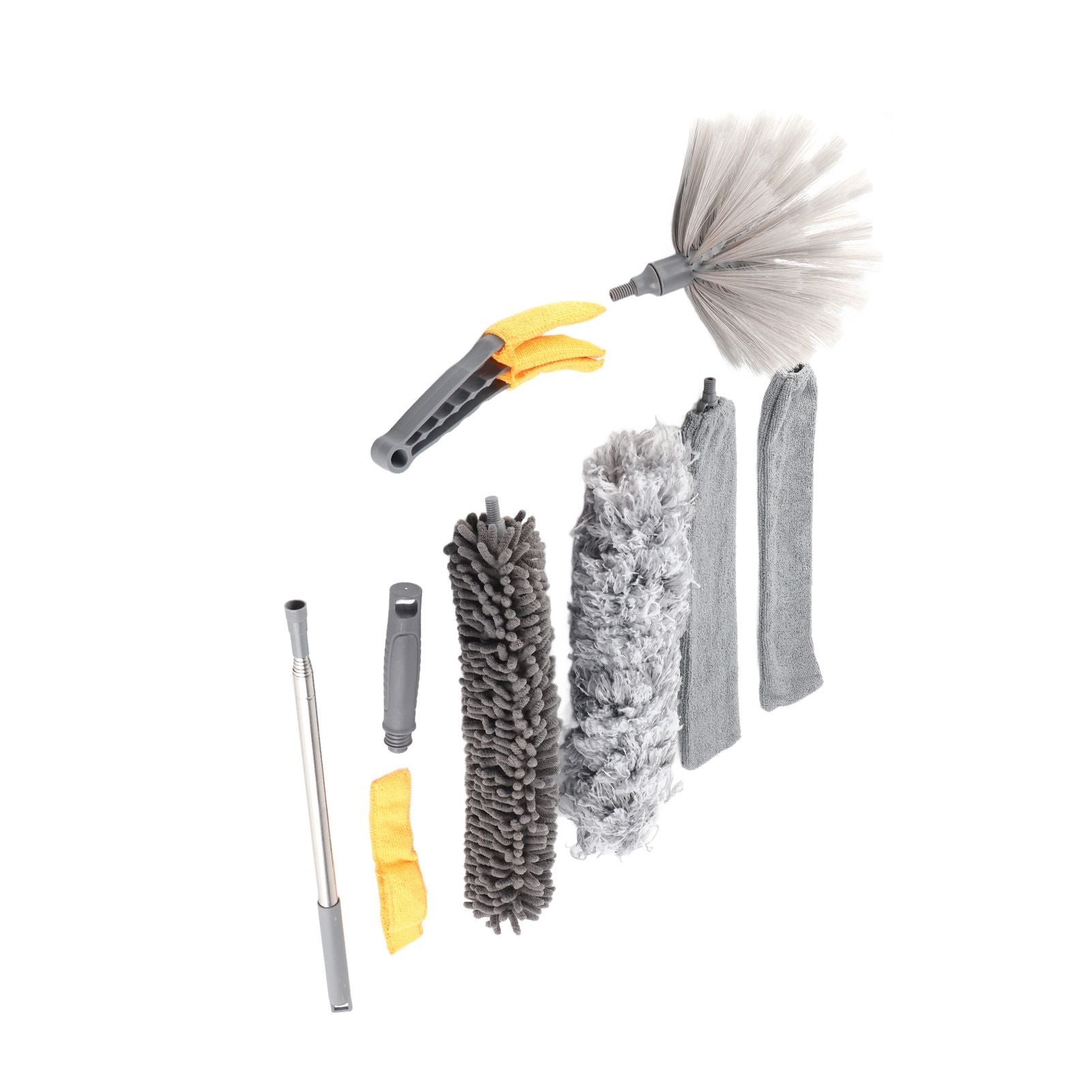 9pcs Microfiber Duster Kit Extendable Feather Duster House Cleaning Tool for Ceiling Fan Car
