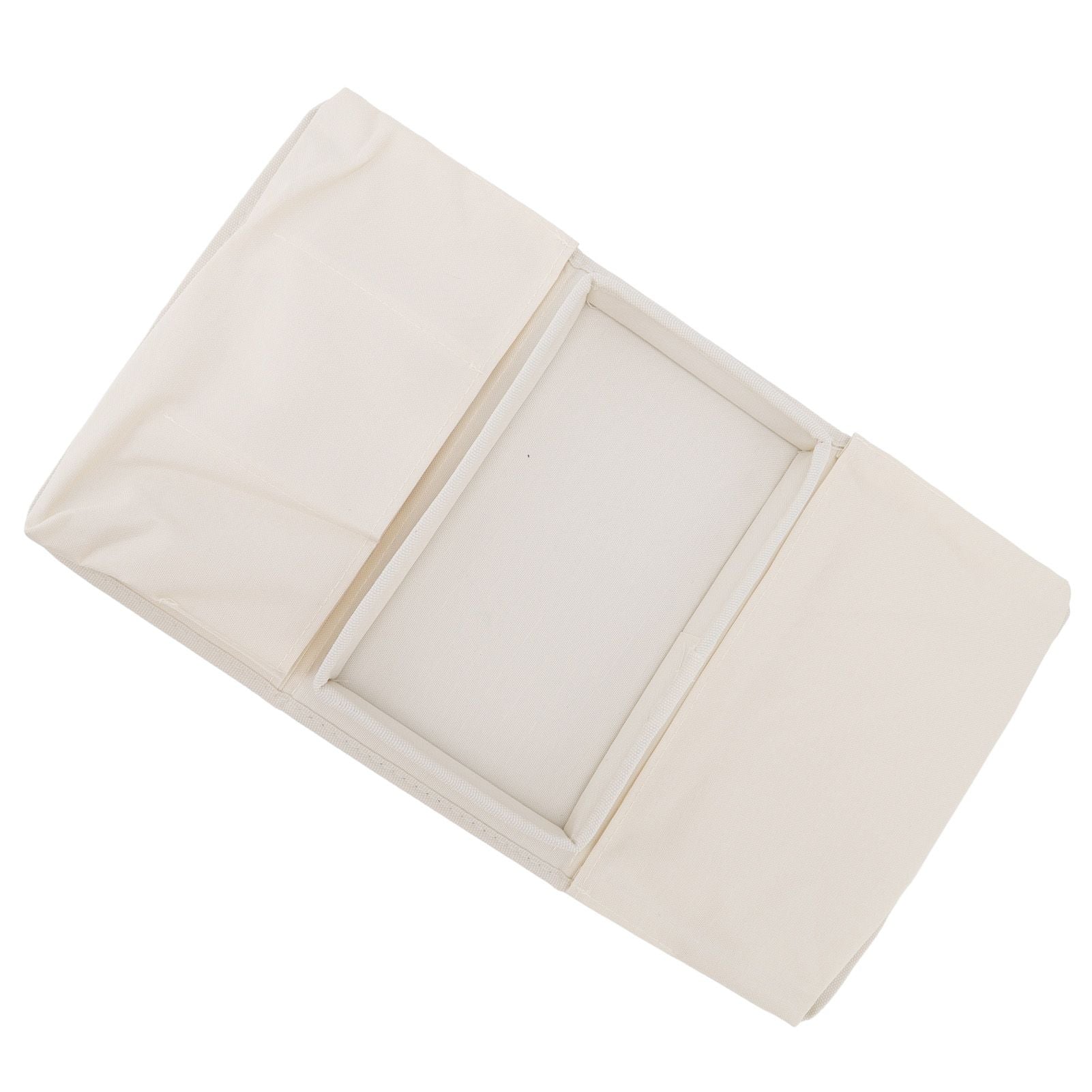 Sofa Tray Folding Arm Storage Holder Table 600D Oxford Cloth Side Pockets for Couch Beige