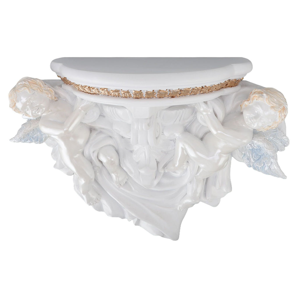 Resin Angel Wall Shelf European Exquisite Beautiful Decoration Rack for Bedroom Living Room Kitchen Pure White Gold