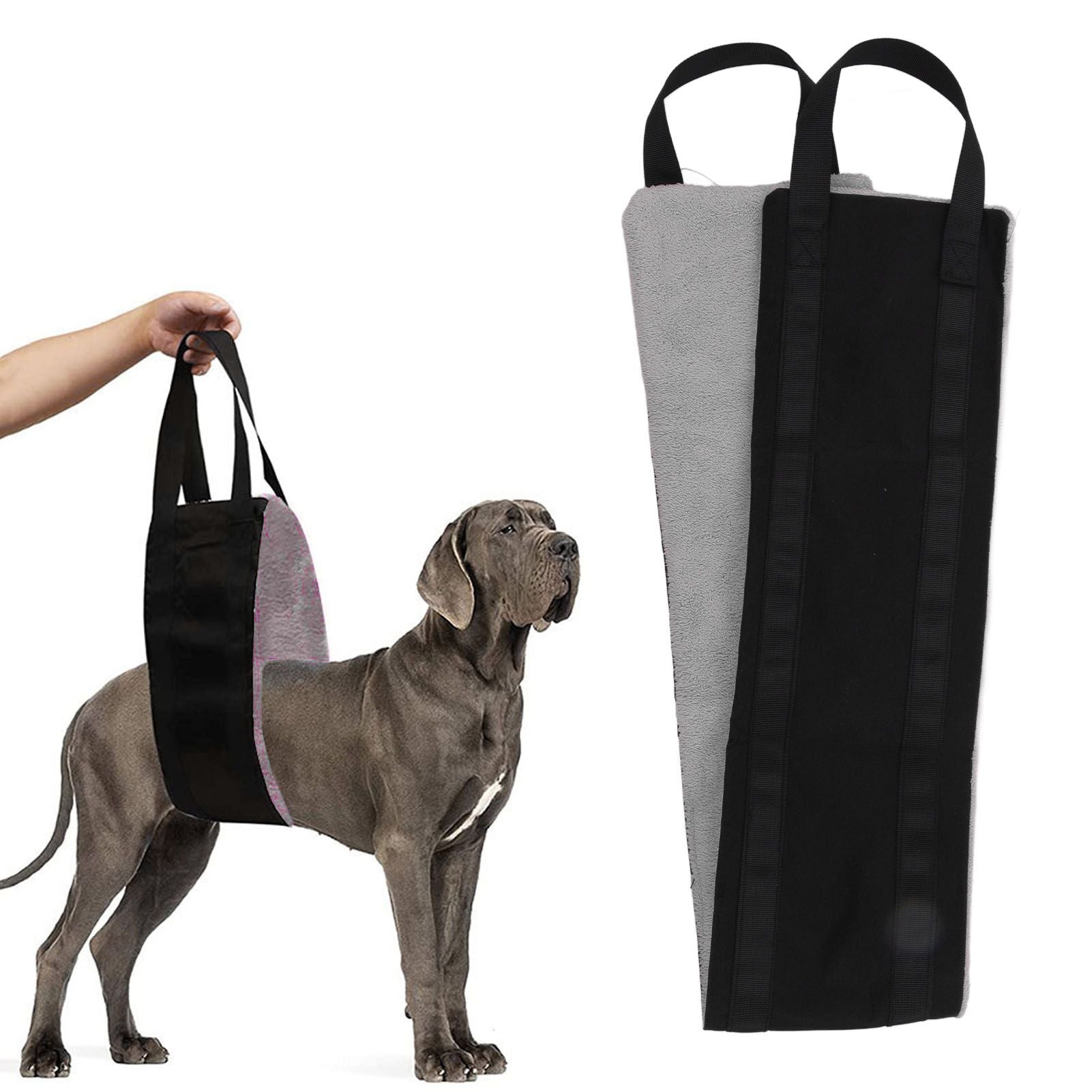 Dog Sling Oxford Cloth Simple Effective Pet Lift Sling Harness Pet Assist Belt for Dogs Hind Leg Support Grey