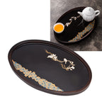 Bamboo Tea Tray Japanese Simple Novel Beautiful Resin Walnut Tea Tray for Home UseOval S