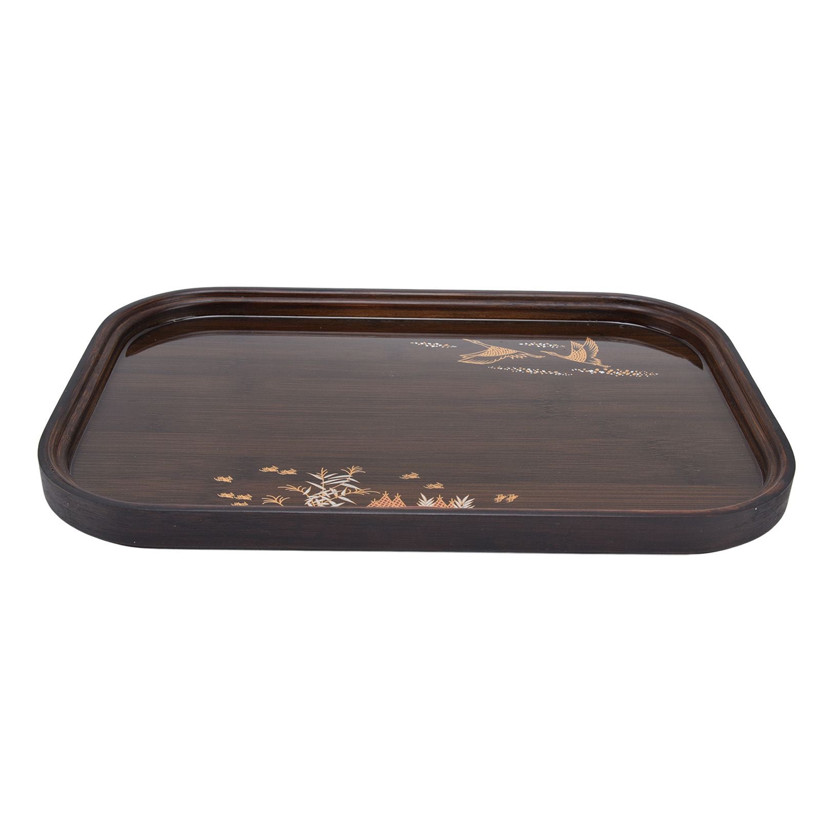 Bamboo Tea Tray Japanese Simple Novel Beautiful Resin Walnut Tea Tray for Home UseRounded Square