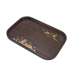 Bamboo Tea Tray Japanese Simple Novel Beautiful Resin Walnut Tea Tray for Home UseRounded Square