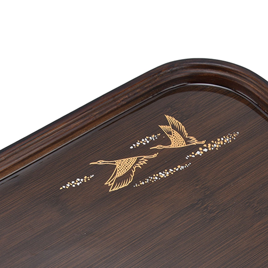 Bamboo Tea Tray Japanese Simple Novel Beautiful Resin Walnut Tea Tray for Home UseRounded Square