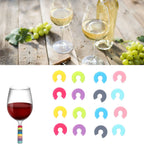 16PCS Mini Circle Silicone Wine Glass Marker Cup Identification Ring Recognizer Label