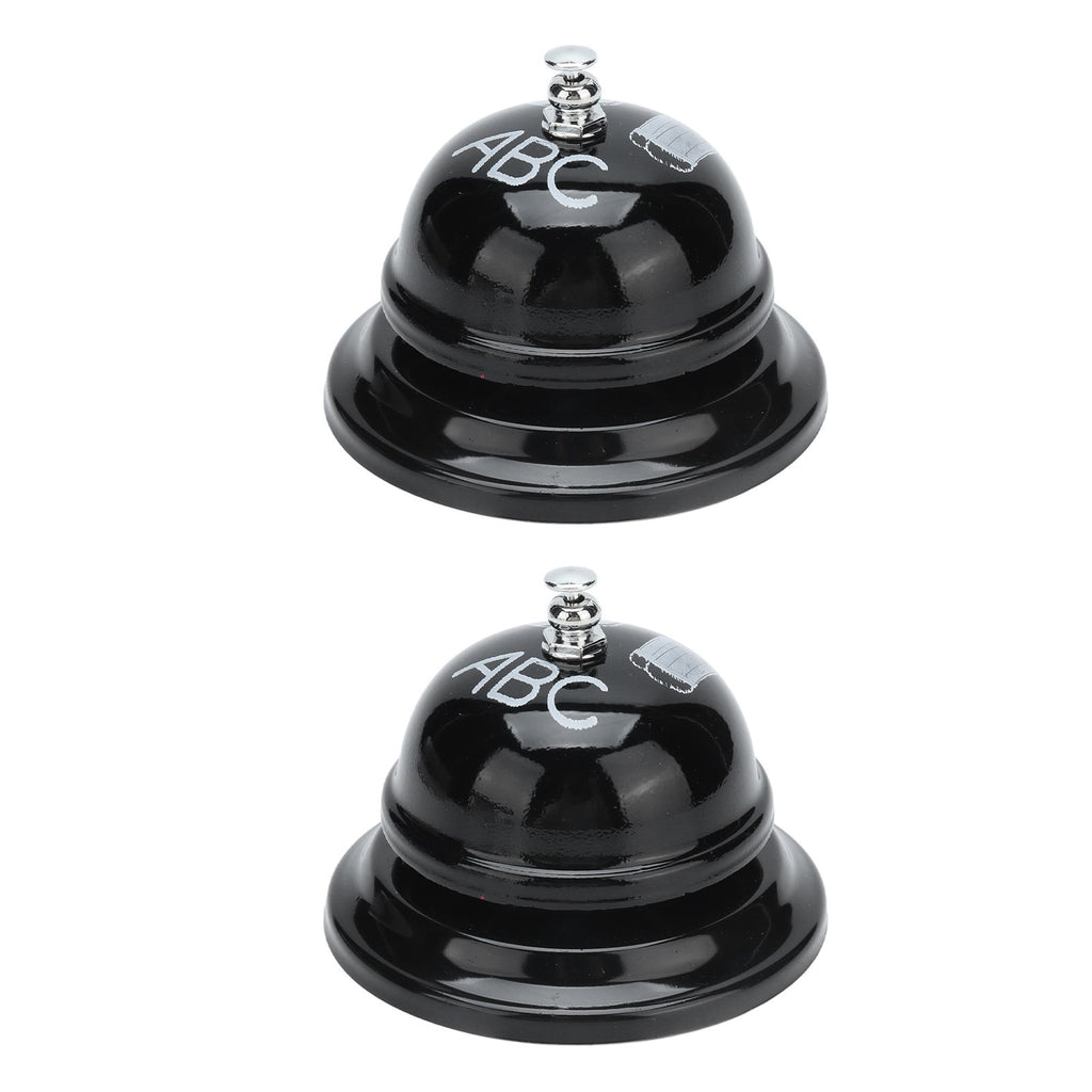 2Pcs Service Bell Exquisite Clear Sound Classic Shape Polishing Glossy Nonslip Base Call Bell for Hotel Restaurant HomeBlack