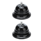 2Pcs Service Bell Exquisite Clear Sound Classic Shape Polishing Glossy Nonslip Base Call Bell for Hotel Restaurant HomeBlack