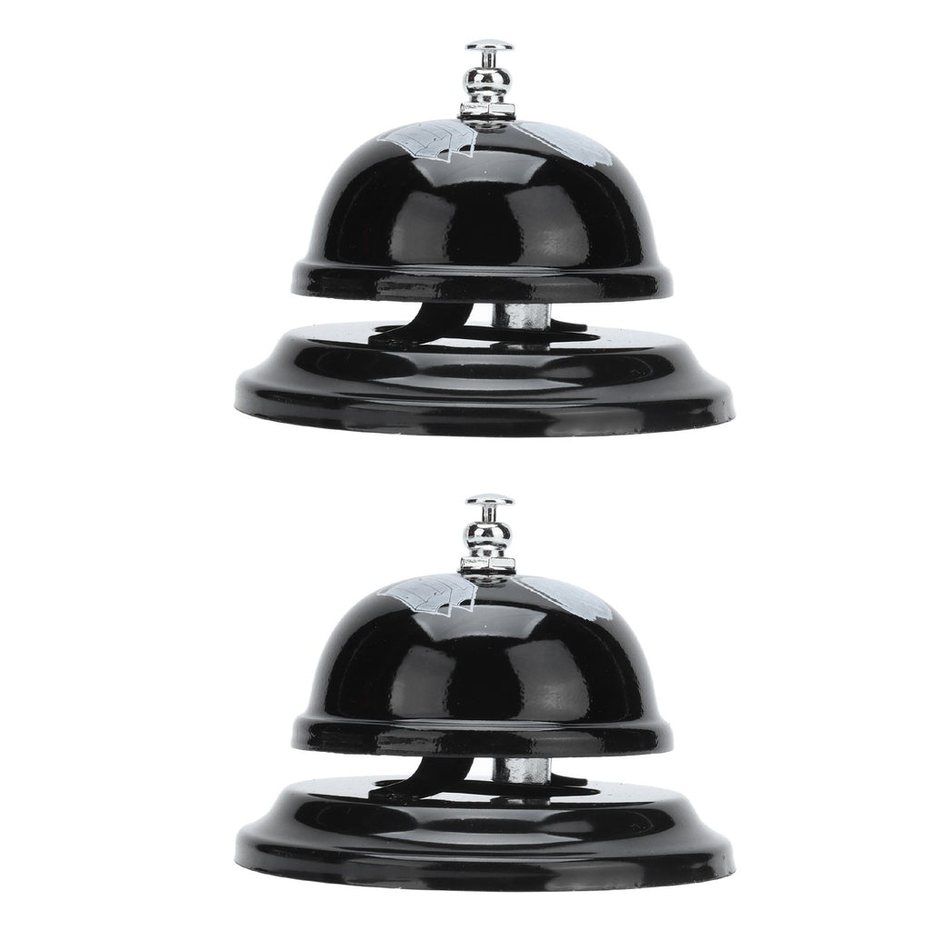 2Pcs Service Bell Exquisite Clear Sound Classic Shape Polishing Glossy Nonslip Base Call Bell for Hotel Restaurant HomeBlack