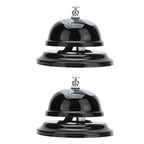2Pcs Service Bell Exquisite Clear Sound Classic Shape Polishing Glossy Nonslip Base Call Bell for Hotel Restaurant HomeBlack