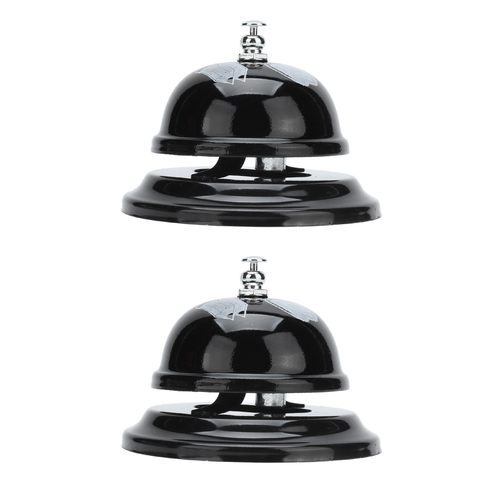 2Pcs Service Bell Exquisite Clear Sound Classic Shape Polishing Glossy Nonslip Base Call Bell for Hotel Restaurant HomeBlack
