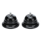 2Pcs Service Bell Exquisite Clear Sound Classic Shape Polishing Glossy Nonslip Base Call Bell for Hotel Restaurant HomeBlack