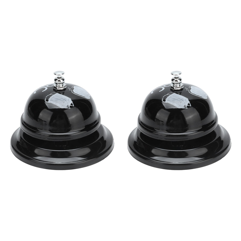2Pcs Service Bell Exquisite Clear Sound Classic Shape Polishing Glossy Nonslip Base Call Bell for Hotel Restaurant HomeBlack