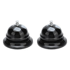 2Pcs Service Bell Exquisite Clear Sound Classic Shape Polishing Glossy Nonslip Base Call Bell for Hotel Restaurant HomeBlack