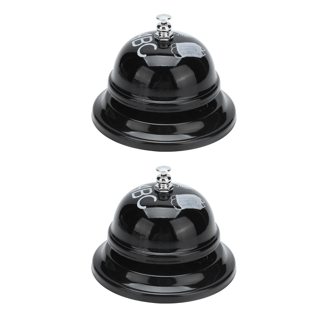 2Pcs Service Bell Exquisite Clear Sound Classic Shape Polishing Glossy Nonslip Base Call Bell for Hotel Restaurant HomeBlack