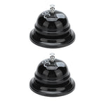 2Pcs Service Bell Exquisite Clear Sound Classic Shape Polishing Glossy Nonslip Base Call Bell for Hotel Restaurant HomeBlack