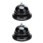2Pcs Service Bell Exquisite Clear Sound Classic Shape Polishing Glossy Nonslip Base Call Bell for Hotel Restaurant HomeBlack