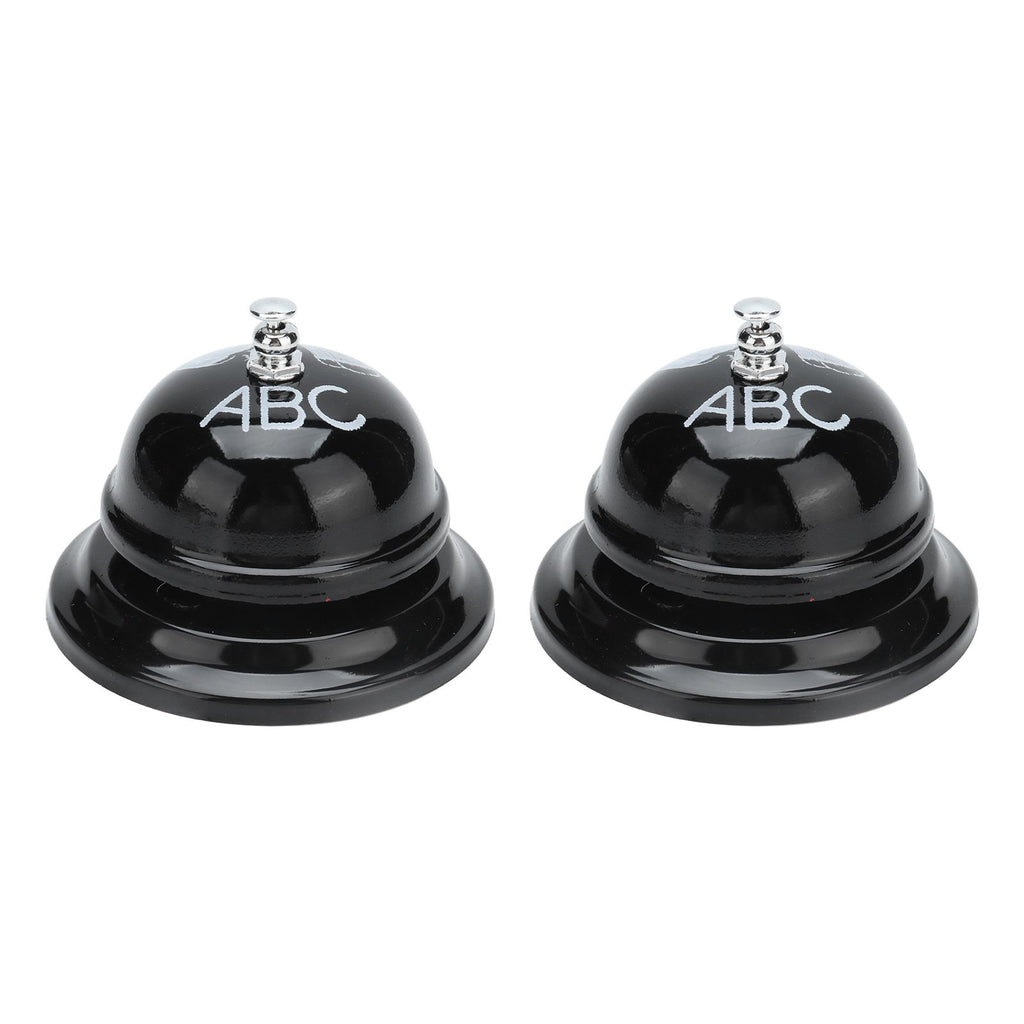 2Pcs Service Bell Exquisite Clear Sound Classic Shape Polishing Glossy Nonslip Base Call Bell for Hotel Restaurant HomeBlack