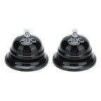 2Pcs Service Bell Exquisite Clear Sound Classic Shape Polishing Glossy Nonslip Base Call Bell for Hotel Restaurant HomeBlack