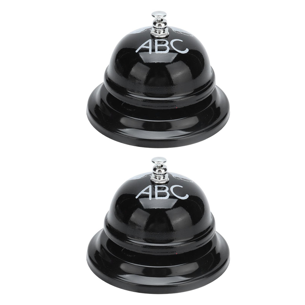 2Pcs Service Bell Exquisite Clear Sound Classic Shape Polishing Glossy Nonslip Base Call Bell for Hotel Restaurant HomeBlack